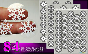 84 Christmas Snowflakes Stickers Home Party Bar Window Decorations Reusable Gift