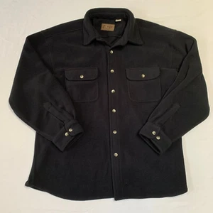 Bimini Bay Fleece Jacket Mens Large Black Button Up Long Sleeve Flap Pockets - Picture 1 of 9