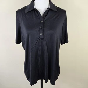 GGblue Polo Shirt Womens XL Black Short Sleeve Performance Golf Stretch Athletic - Picture 1 of 13