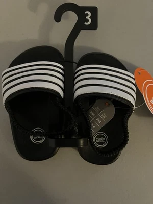 Wonder Nation Infantes Talla 3 (3-6 Meses) Diapositivas Blanco y Negro Con Elástico. Foto 1 de 4