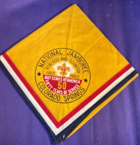 1960 National Scout Jamboree Neckerchief BSA Boy Scouts Of America 50th - Picture 1 of 2