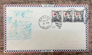 Scott #'s702x3, 2c Red Cross, 1931 First Flight AM 1, Bangor Maine, with Cachet - Picture 1 of 2