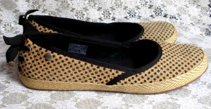 UGG BALLET FLATS 1004329 INDAH Burlap - Black Polka Dot, Laced Heels,Women's 8.5 - Picture 1 of 16