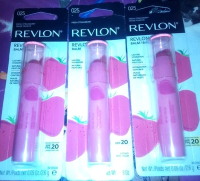 1 REVLON KISS BALM FRESH STRAWBERRY SPF 20 0.09 Oz./2.6g Brand New 025 Sealed... - Image 1 of 4