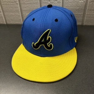 Atlanta Braves New Era Azul/Amarillo Ajustado 7 5/8 Dos Tonos 9Fifty Sombrero Usado - Imagen 1 de 22