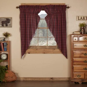 VHC Brands Rustic Lodge Window Cumberland Prairie Curtain Pair Short Panel Chil - Picture 1 of 7