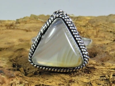 Natürlicher Botswana Achat 925 massiver Sterlingsilber Ringgröße US-8,5 - Bild 1 von 4