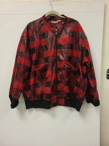 Gold Flava Jacke Super Plus 26 rot schwarz kariert Bomber Polyestermischung Mantel - Bild 1 von 15