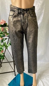 Free People We The Free CRVY Georgine Foil Jeans SizeW26 L28 BNWT RRP £128 - Picture 1 of 7