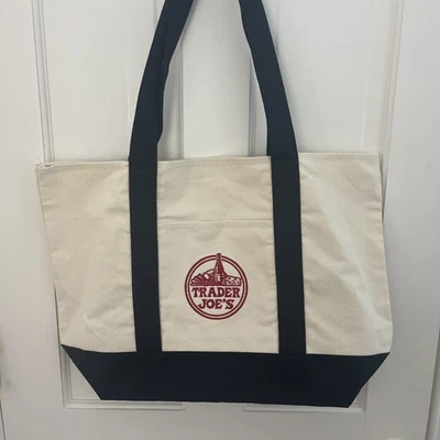 Bolso de Mano Trader Joe's Reutilizable de Lona Eco Bolso de Alta Resistencia Azul Blanco ¡¡NUEVO!!️ Foto 1 de 4