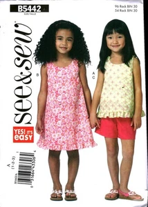 5442 Butterick Vintage SEWING Pattern Girls Dress Top Shorts See Sew Easy 1-3 - Bild 1 von 2