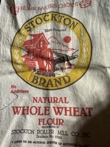VINTAGE STOCKTON BRAND UNBLEACHED FLOUR BAG SACK STOCKTON ROLLER MILL CO MN - Picture 1 of 5