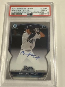 2023 Bowman Draft Brayden Taylor Chrome Auto 1st #CDA-BT Rays PSA 10 - Bild 1 von 3