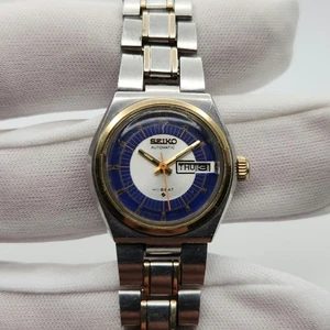 Reloj Automático Seiko Hi-Beat Damas Vintage Dos Tonos con Esfera Azul Día/Fecha - Imagen 1 de 16