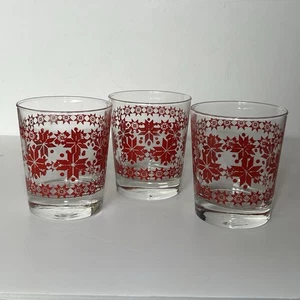 3 vasos IKEA de vidrio transparente rojo copo de nieve invierno Lowball festivo Navidad - Imagen 1 de 4