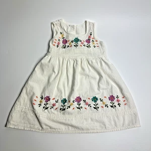 Girls Traditional Embroidered Flower Dress Size 4 Toddler Mexico Cotton - Picture 1 of 9