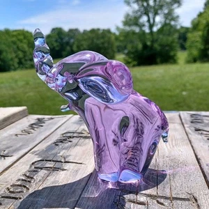 Vtg Purple Elephant Figurine Paperweight Neodymium ? *Glass Broke Trunk**read* - Picture 1 of 13