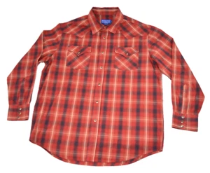 Pendleton Frontier Western Shirt Pearl Snap NWOT Red Shadow Plaid Cotton FLAW - Picture 1 of 7
