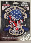 NEW LETHAL THREAT LIVE FREE OR DIE USA SKULL EMBROIDERED PATCH 6.5"x6" LT30063