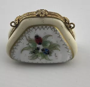 Limoges France RM Marienkäfer Handtasche Schmuckkästchen mit Kette Peint Main 40/500 - Bild 1 von 7