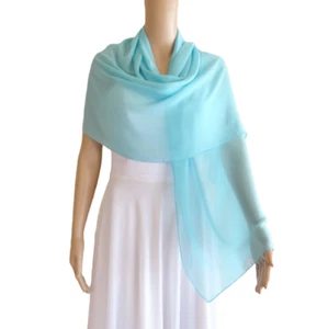 Sciarpa lunga blu bambino. Sciarpa avvolgente fatta a mano. Scialle in chiffon blu bambino. - Foto 1 di 4