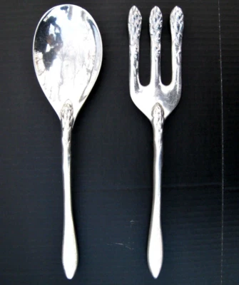 Tenedor cuchara para servir ensalada diseño Bruce Fox Wilton Columbia Armetale 1976 de colección  Foto 1 de 4