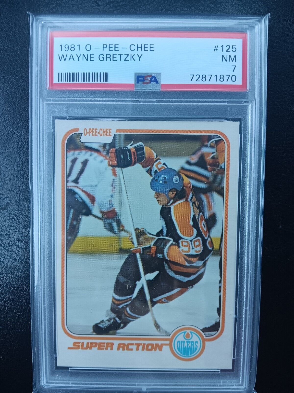 1981 O Pee Chee OPC 125 Wayne Gretzky Super Action centered PSA 7 The Great One