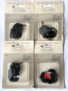 Home Brand Decorative Shade Pulls Black Leaf Shaped Set of 4 #57222 New In Pkg. - Picture 1 of 5