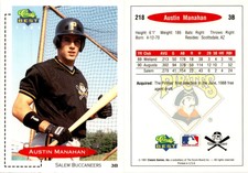 Austin Manahan 1991 Classic Best Baseball Card 218  Salem Buccaneers