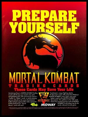 1994 Mortal Kombat Trading Cards Retro Video Game PRINT AD Promo Art  - Image 1 of 2