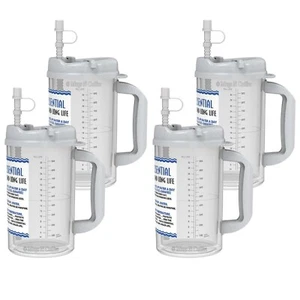 (4) 32 oz Water Essential Insulated Mugs with Straws - BPA FREE Hospital Mugs - Picture 1 of 3