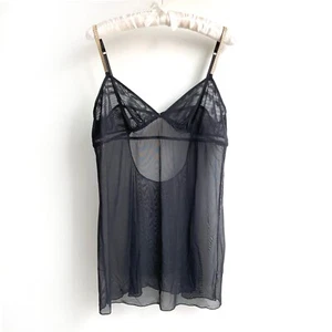 Victorias Secret Sheer Camisole Womens sz L Nightie Black Straps Low Back $49 - Picture 1 of 12