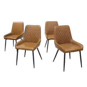 4x Dining Chairs Padded Seat PU Faux Leather Chair Set - Picture 1 of 8