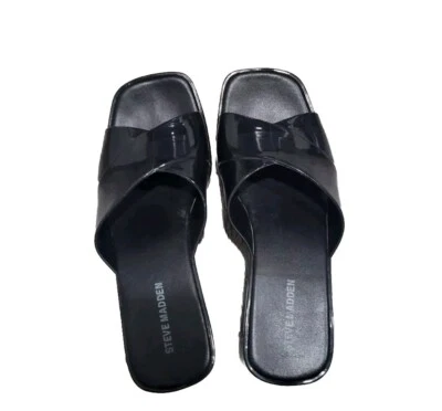  90s Y2K Inspired Steve Madden Chunky Platform Black Leather Sandal Womens Sz 9 - Image 1 of 4