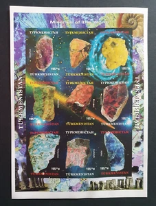 1999 TURKMENISTAN IMPERF SHEET MINERALS OF THE WORLD VF MNH - Picture 1 of 1