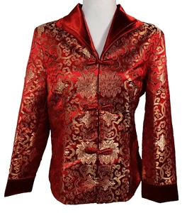 Tang Yi Rong 3XL Damen traditionelles chinesisches Oberteil Jacke rot gold Deko Satin - Bild 1 von 18