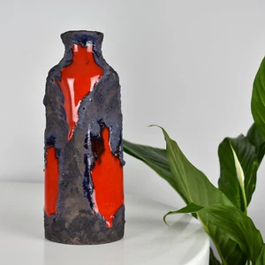 Red Fat Lava Vase by Marei Keramik 4107 West Germany in the 70s WGP Retro MCM - Picture 1 of 12