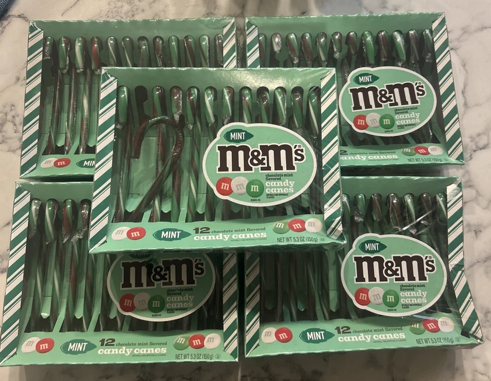 5x Bastones de Caramelo M&M's Chocolate Sabor Menta 12 Cada Cuenta Edición Limitada Foto 1 de 1