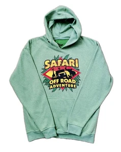 Six Flags Theme Park Safari Off Road Adventure Hoodie Sweatshirt ~ Green ~ Large - Picture 1 of 6