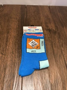 Hasbro Monopoly Gameboard Mens Sz 6-12 Blue Graphic Novelty Crew Socks 1 Pk New - Picture 1 of 7