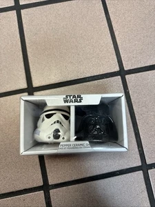 Star Wars Salt/ Pepper Shakers Ceramic Stormtrooper and Darth Vader - Picture 1 of 4