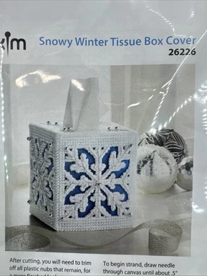 Mary Maxim Snowy Winter Plastic Canvas Tissue Box Cover Snowflake - Image 1 of 3
