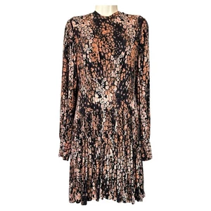 Free People Heartbeats Mini Dress Med Long Sleeves Cuffed Blouson Fitted Waist - Picture 1 of 13