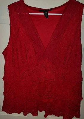 Top sin mangas Venezia Jeans Lane Bryant para mujer talla 18/20W rojo cuello en V cami  Foto 1 de 4