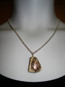 19 1/2" Outershell Abalone Thick Triangular Pendant Lobster Clasp OOAK Necklace - Picture 1 of 13
