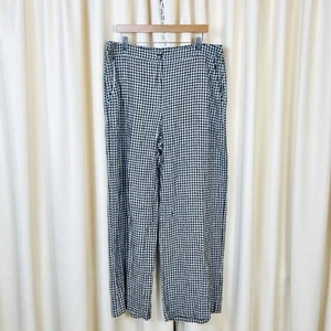 Sportsgirl Womens Pants Gingham Check Black White Linen Blend Size 18 - Picture 1 of 8