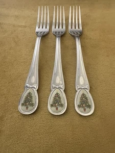 Fiesta Stainless Steel Flatware Christmas Tree (3) Dinner Forks - Picture 1 of 8