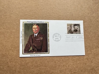 US 2000 FDC +WWII Heroes #3393 +Gen John Hines +Silk Cachet +Distinguished Hero - Image 1 of 2