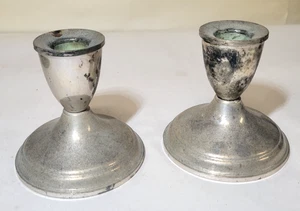 2 Duchin Creation Sterling Silver Weighted Candlesticks for Scrap or Restoration - Picture 1 of 5