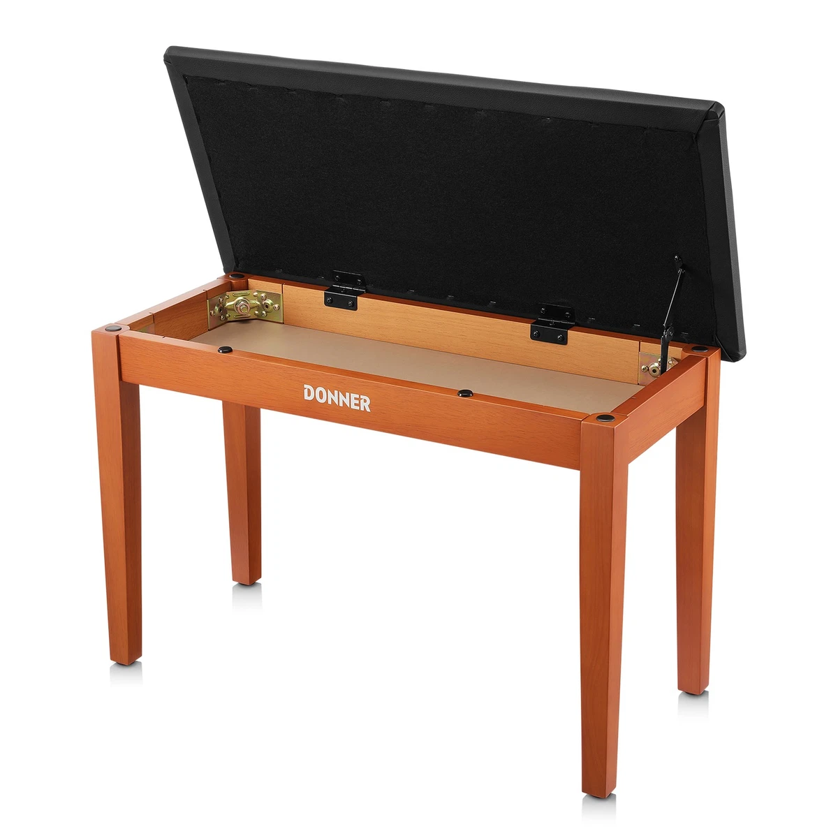 Banco Del Piano En Símil-Cuero PU Taburete Para Piano Doble Asiento Con Cojin Acolchado Y Compartimento Escondido Marron